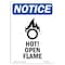 Signmission OSHA Notice Sign, Hot! Open Flame With Symbol, 10in X 7in Rigid Plastic, 7" W, 10" H, Portrait OS-NS-P-710-V-13536 - alternate 1